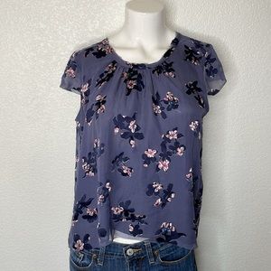 Rebecca Taylor Silk Floral Cap Sleeve Top Size 2